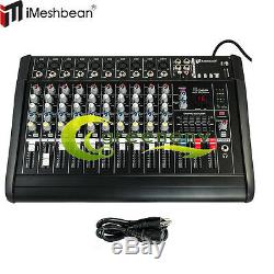 10 Channel Professional Powered Mixer Power Mixing Amplifier Amp 16DSP 48V