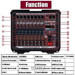 1000W 8 Channel Professional Powered Mixer power mixing Amplifier Amp 320DSP USB