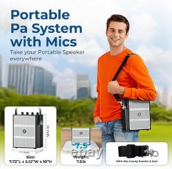 100W Powerful Voice Amplifier with 2 Wireless Microphones, Big Pro Sound Portabl