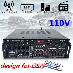 110V 2 Channel 2000 Watts Pro bluetooth Power Amplifier AMP Stereo Audio USB SD