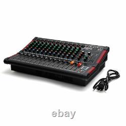 12CH Professional 16DSP Bluetooth Mixer Powered Mixing Amplifier TRS USB Stereo