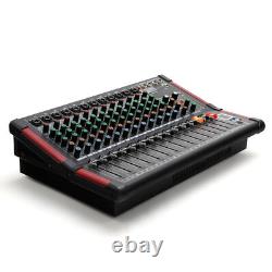 16DSP Power Mixer Professional Mixing Amplifier 12 CH with USB Slot TRS Bluetooth