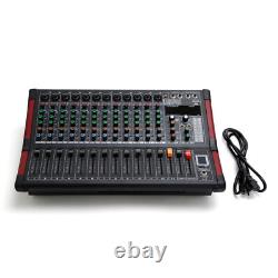 16DSP Power Mixer Professional Mixing Amplifier 12 CH with USB Slot TRS Bluetooth