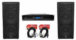 (2) JBL Pro JRX225 2000 Watt Dual 15 DJ PA Speakers+Power Amplifier+Cables