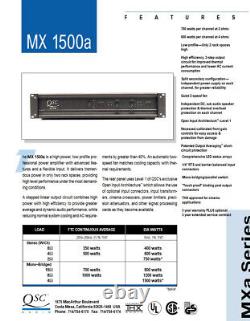2-RU Rack Mount QSC MX1500A MX-1500A Professional Power Amplifier 400 WPC #31
