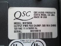 2-RU Rack Mount QSC MX1500A MX-1500A Professional Power Amplifier 400 WPC #35