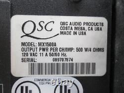 2-RU Rack Mount QSC MX1500A MX-1500a Professional Power Amplifier 400 WPC #770