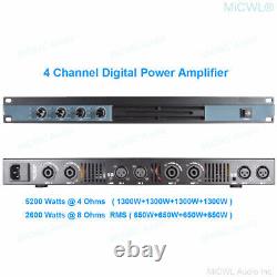 5200 Watts D-Class 1U Digital Power Amplifier 4 Channel Professional DJ Stage
