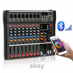 8 Channel Pro Bluetooth Live Studio Audio Mixer Power Mixing Amplifier USA