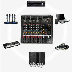 8 Channel Pro Bluetooth Live Studio Audio Mixer Power Mixing Amplifier USA