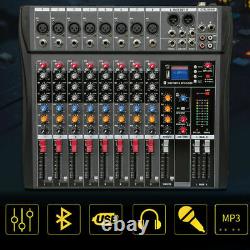 8 Channel Professional bluetooth Live Studio Audio Mixer power mixing Amplifier