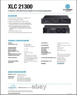 Crown XLC21300 2Ch 1300W Power Amp For Pro Cinema Apps #030232 (One)TRUEHEARTSND