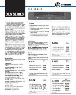 Crown XLS 602 2-Channel Pro Power Amplifier XLS602 370W /CH @ 8 OHMS