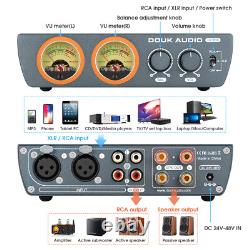 HIFI XLR Balanced Digital Power Amplifier Desktop Audio Amp withVU Meter 300W+300W