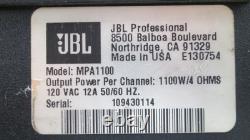 JBL MPA1100 MPA Series Professional Power Amplifier