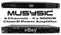 MUSYSIC Professional 4-Channels 2x9600 Watts D-Class 1U Power Amplifier MU-D9600