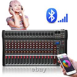 NEW 16 Channel Pro bluetooth Live Studio Audio Mixer power mixing Amplifier USA