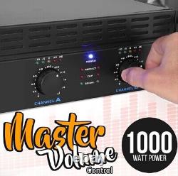 PYLE PTA1000 1,000-Watt, 2-Channel Professional Power Amp with Bluetooth