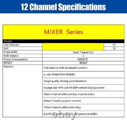 Pro 12 Channel 700W Powered Mixer Power Mixing Amplifier Amp 99DSP USB 110V-240V