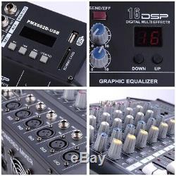 Pro 6 Channel Powered Audio Mixer power mixing Amplifier Amp 16DSP with USB Slot