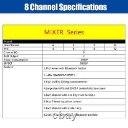 Pro 8 Channel 700W Powered Mixer Power Mixing Amplifier Amp 99DSP USB 110V-240V
