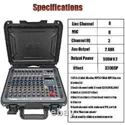 Pro 8 Channel Mixer withPower Amplifier 1000W withBluetooth Sound Package Powertable