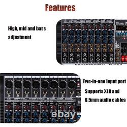 Pro 8 Channel Mixer withPower Amplifier 1000W withBluetooth Sound Package Powertable