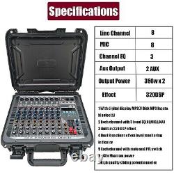 Pro 8 Channel Mixer withPower Amplifier 1000w withBluetooth Sound Package Powertable