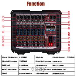 Pro 8 Channel Mixer withPower Amplifier 1000w withBluetooth Sound Package Powertable