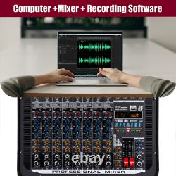 Pro 8 Channel Mixer withPower Amplifier 1000w withBluetooth Sound Package Powertable