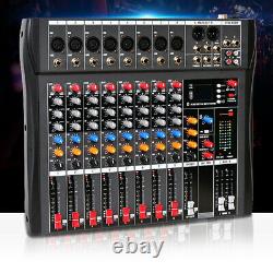 Pro 8 Channel Powered Audio Mixer Power Mixing DJ Amplifier Amp USB Slot US Ship