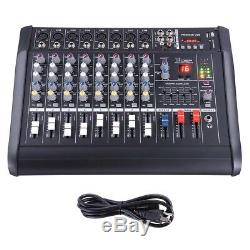 Pro 8 Channel Powered Audio Mixer Power Mixing DJ Amplifier Amp with USB Slot 110V