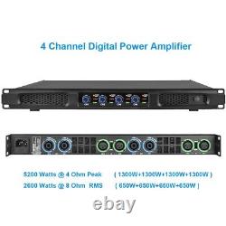 Pro High Power 4 Channel Digital Power Amplifier 5200W PEAK Output Class D 1U 19