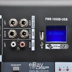 Pro Powered Audio Mixer 10 Channels Studio Power Mixing Amplifier with Mic Preamps