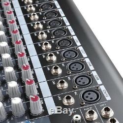 Pro Powered Audio Mixer 10 Channels Studio Power Mixing Amplifier with Mic Preamps