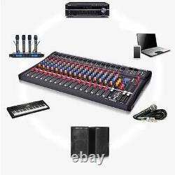 Professional 16 Channel Live Studio Audio Mixer Power Mixing Amplifier USA