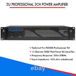 Professional 3000 Watts 2U 2-Channel DJ Power Amplifier with Dual Cooling Spe