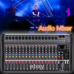 Professional Audio Mixer 8/12/16 Channel Live Studio Power Mixing Amplifier USA