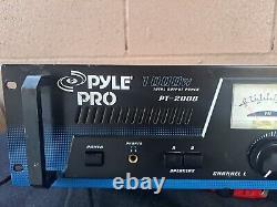 Pyle Pro PT-2000 1000W Fan-Cooled 2 Channel 19 Rack Mount Power Amplifier Works