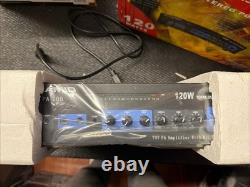 Pyramid PA205 Stereo Power Amplifier 120W PA Mixer Amp with Mic Inputs Studio Pro