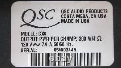 QSC CX6 Professional Power Amplifier CX-6 200WithCH @ 8 ohms 300WithCH @ 4 ohm #2342