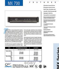 QSC MX700 Professional Bridgeable Stereo Power Amplifier 150WithCH @ 8-OHM