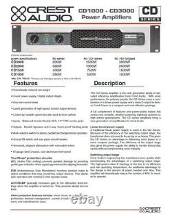 Rack Mount Crest Audio CD 2000 2000 Watt Pro Power Amp 560WithCH @ 8-OHMS #486