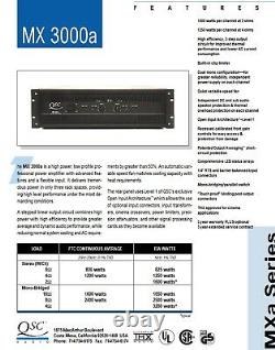 Rack Mount QSC MXa Series MX3000a 2-Channel Professional Power Amplifier 800WithCh