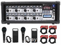 Rockville RPM85 2400w Powered 8-Ch. Pro Mixing Amplifier USB, 5 Band EQ, Effects