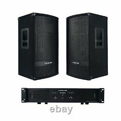 Sound Town Pro PA System 2 x 12 PA Speakers, 2-Channel Amplifier, Audio Cables