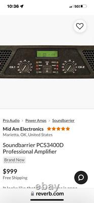 Soundbarrier Professional Heavy Duty Amp Pcs-3400d Nice Condition