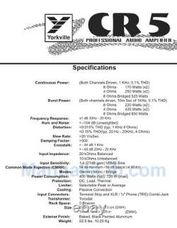 YORKVILLE CR5 Power Amplifier Amp 500W Professional Audio Excellent Condition