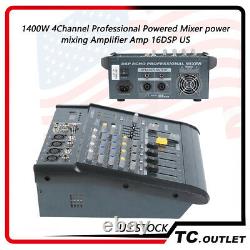 180w 4ch Professional Powered Mixer Power Mixing Amplificateur Amp Amplificateur 16 Dsp Dj Us Nouveau