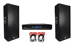 (2) Enceintes Pro Audio 3 Voies Rockville RSG15.24 Dual 15 3000w + Amplificateur de Puissance